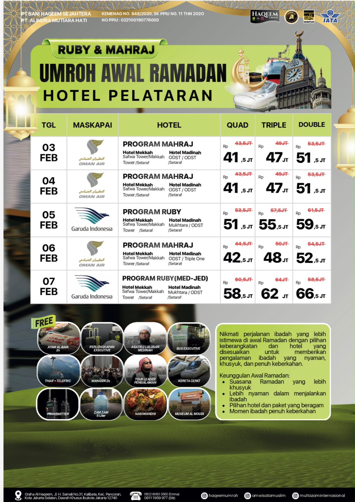 Flyer Haqeem Group Awal Ramadhan: Ruby & Mahraj 2027