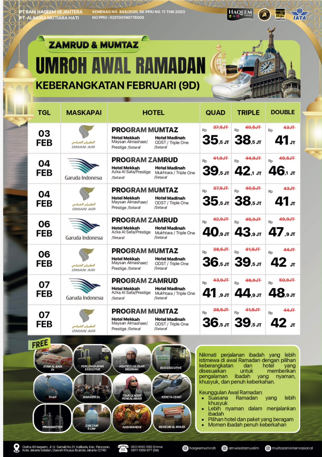 Flyer Haqeem Group Awal Ramadhan: Zamrud & Mumtaz 2027