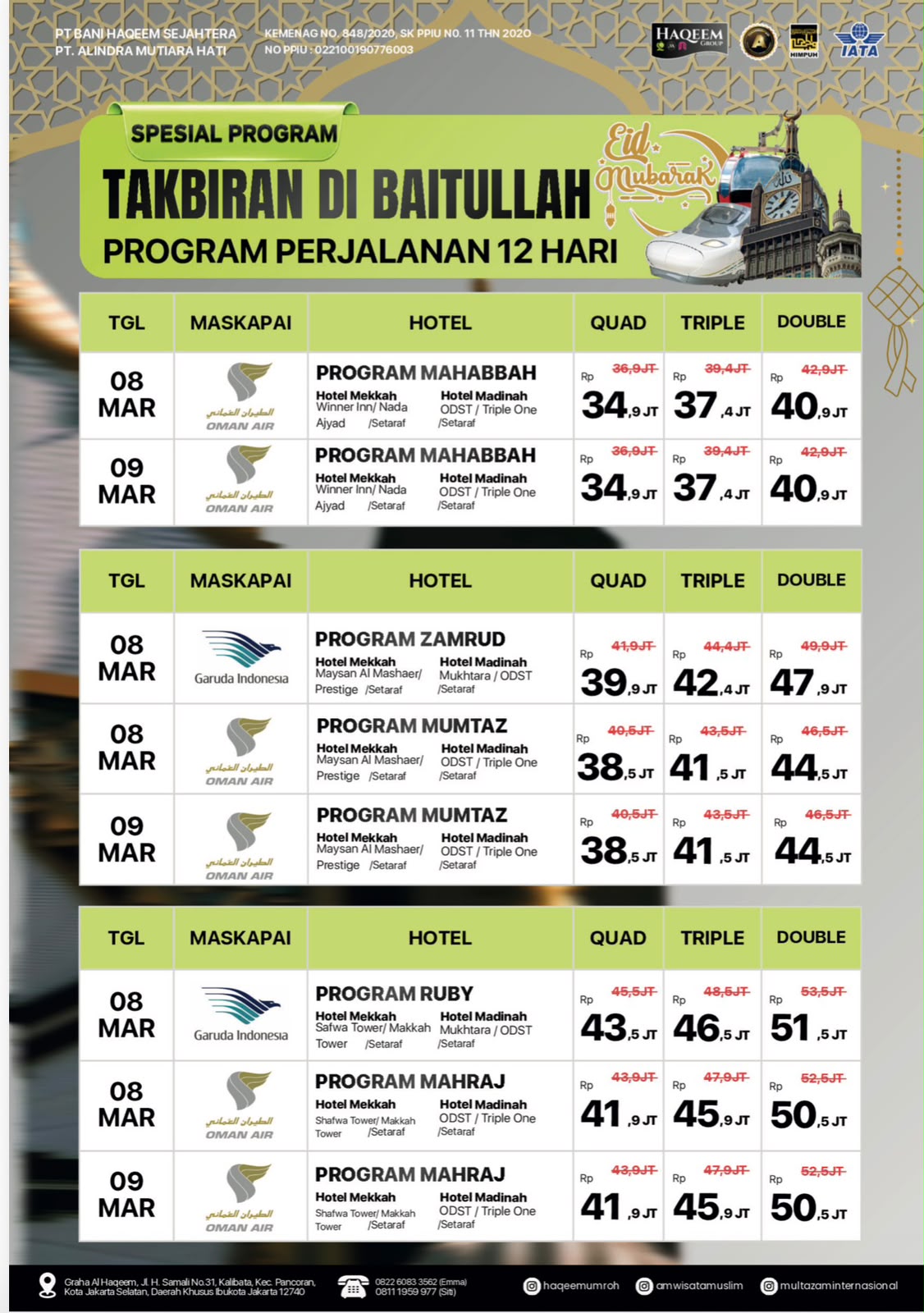 Flyer Haqeem Group Lebaran di Makkah: Takbiran di Baitullah 2027