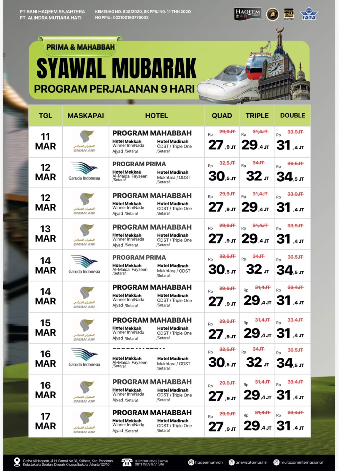 Flyer Haqeem Group Syawal Mubarak: 11–17 Maret 2027